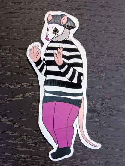 Silvie - Asexual Opossum Mime Vinyl Sticker