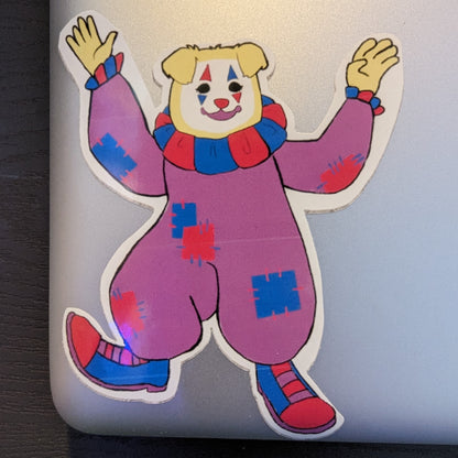 Andy - Bisexual Dog Clown Vinyl Sticker