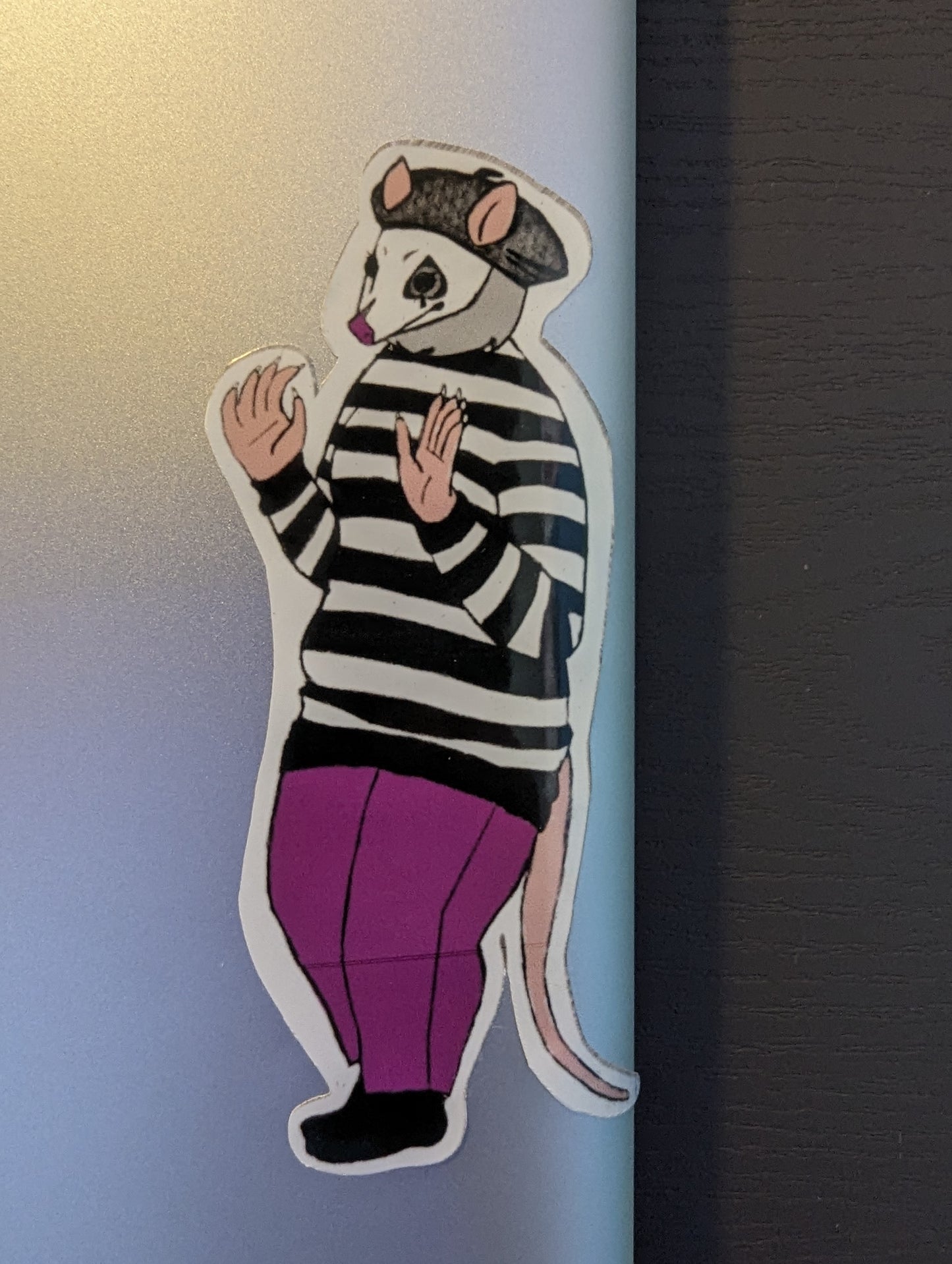 Silvie - Asexual Opossum Mime Vinyl Sticker