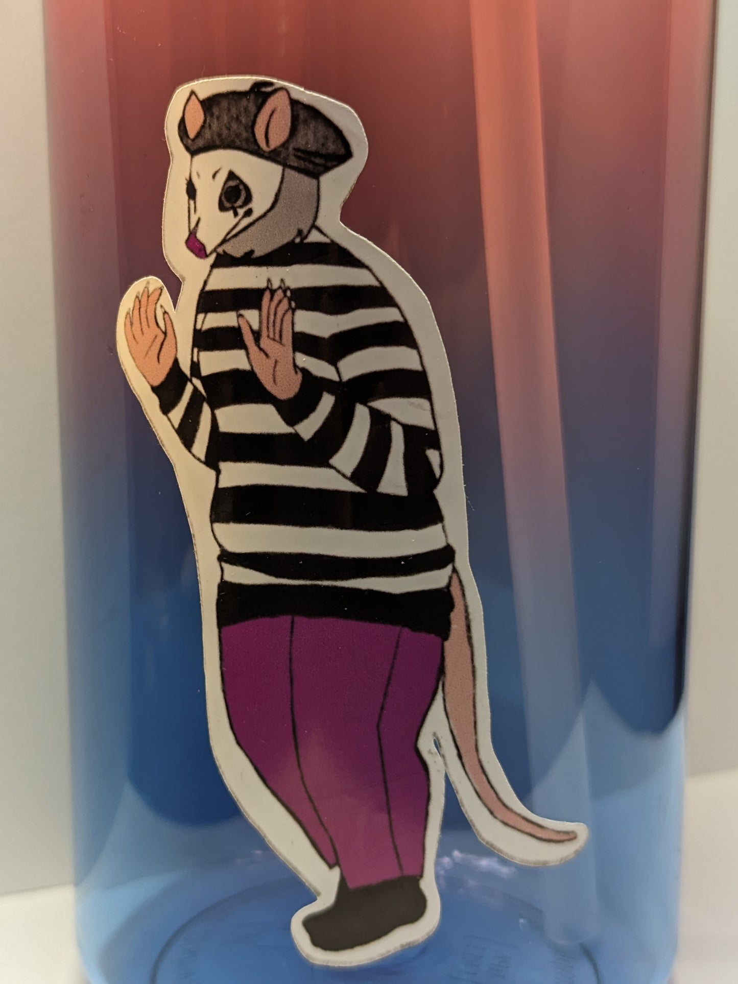 Silvie - Asexual Opossum Mime Vinyl Sticker